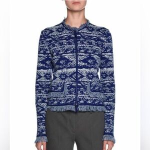 NWOT GIORGIO ARMANI blue virgin wool blend zip blazer, size EU 42/ US 6/ M